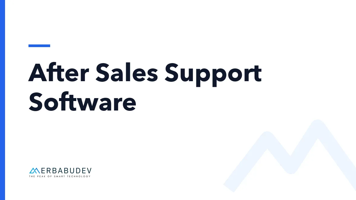 Sampul artikel bertuliskan "After Sales Support Software" dengan logo Merbabudev