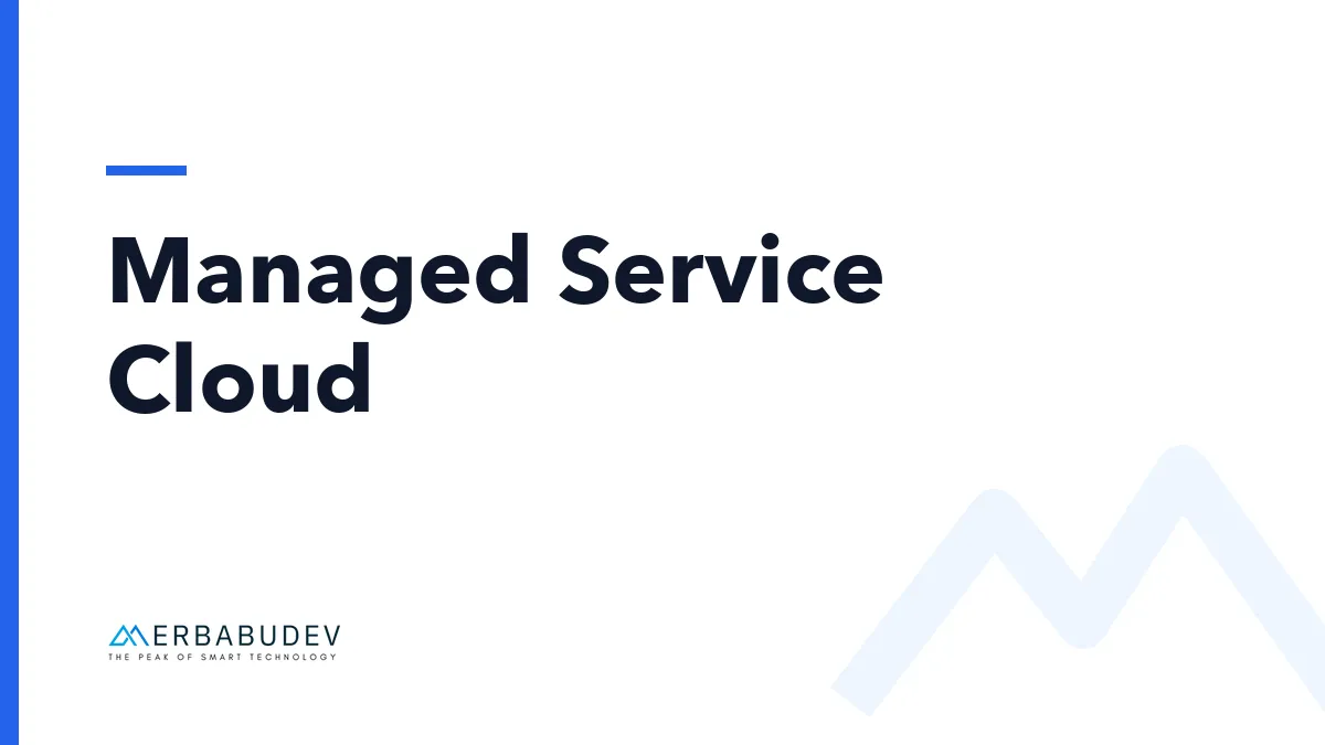Sampul artikel bertuliskan "Managed Service Cloud" dengan logo Merbabudev